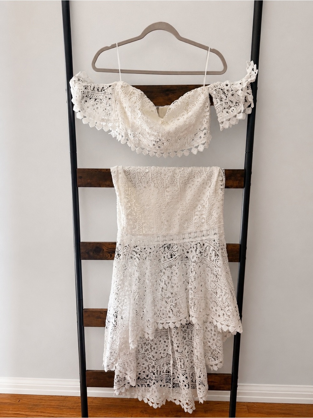 Strapless Lace Off-Shoulder White Dress